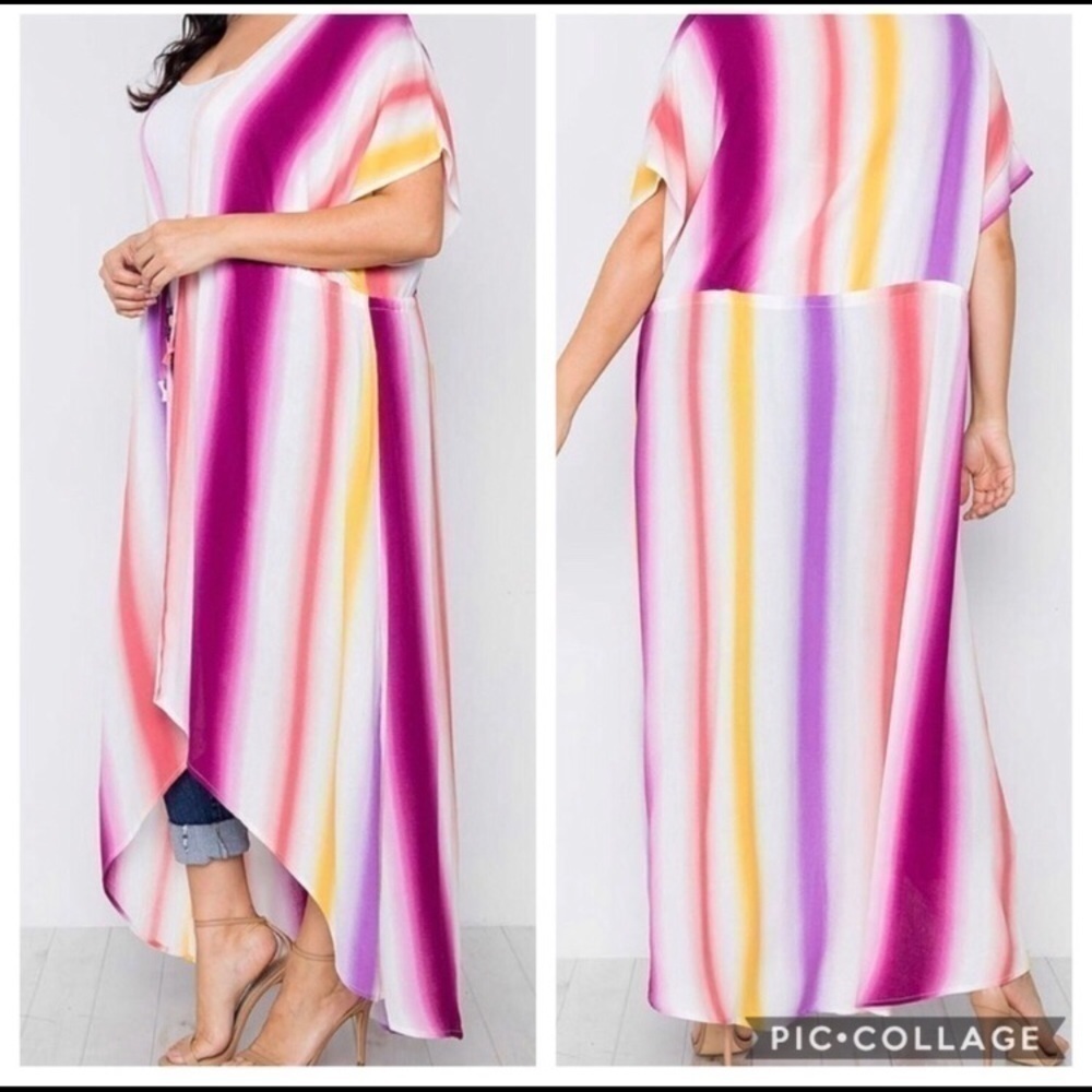 Curvy Divas: Beautiful Rainbow Colors Kimono - Picture 2 of 3